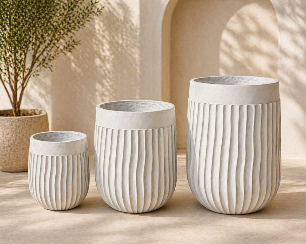 Rectangular Trough Concrete Planter – Off White Finish